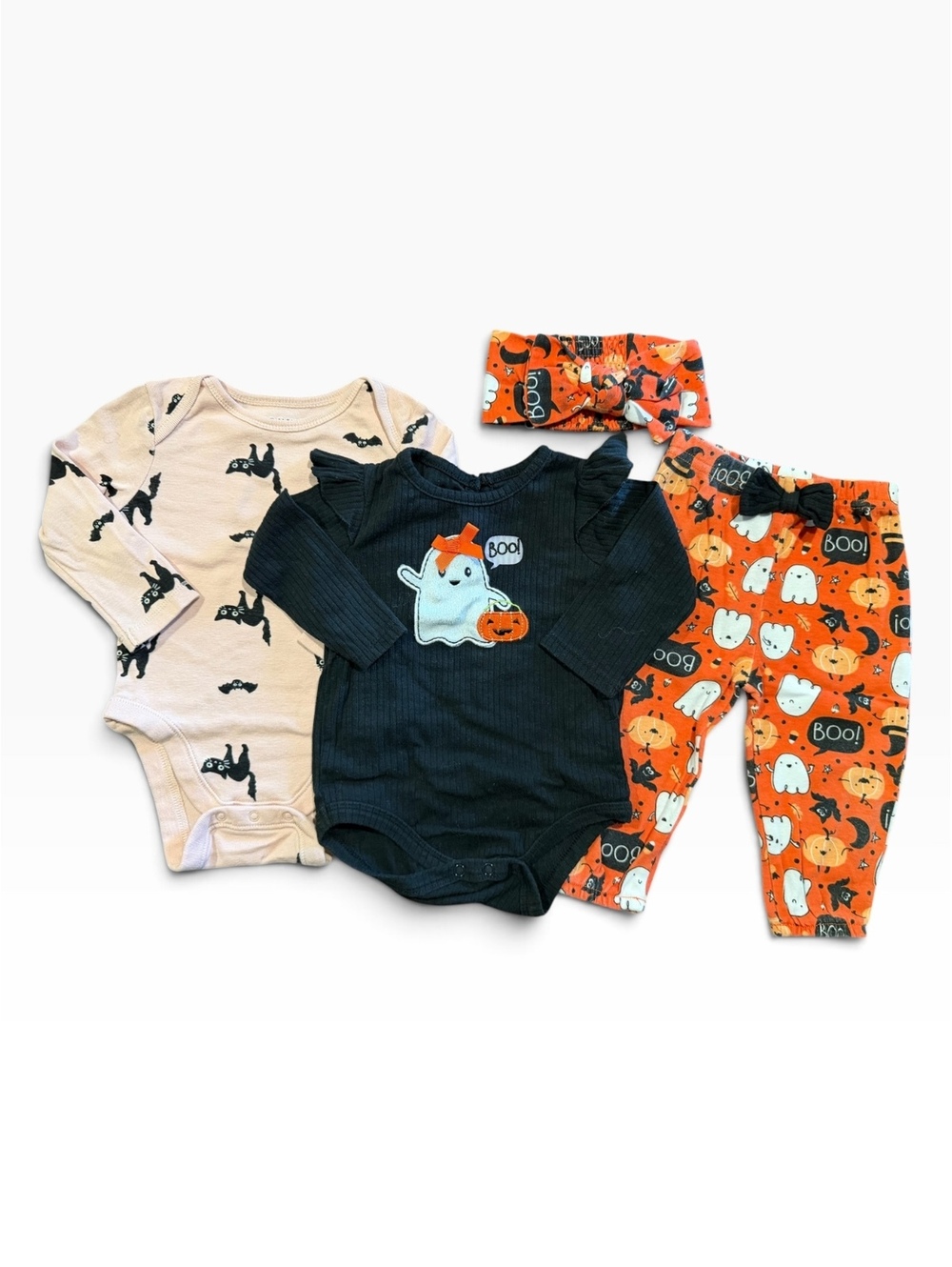 Baby Essentials Old Navy Baby Halloween Outfit Set 6-12 Months Ghost & Cat Print